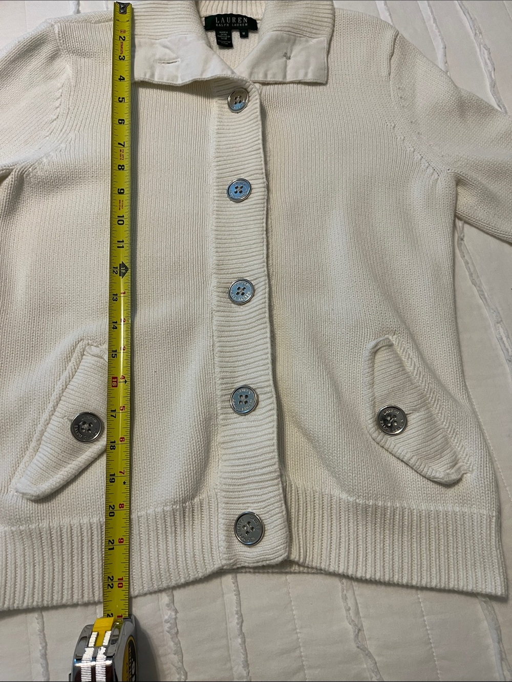 LAUREN RALPH LAUREN white cotton cardigan - Picture 8 of 9